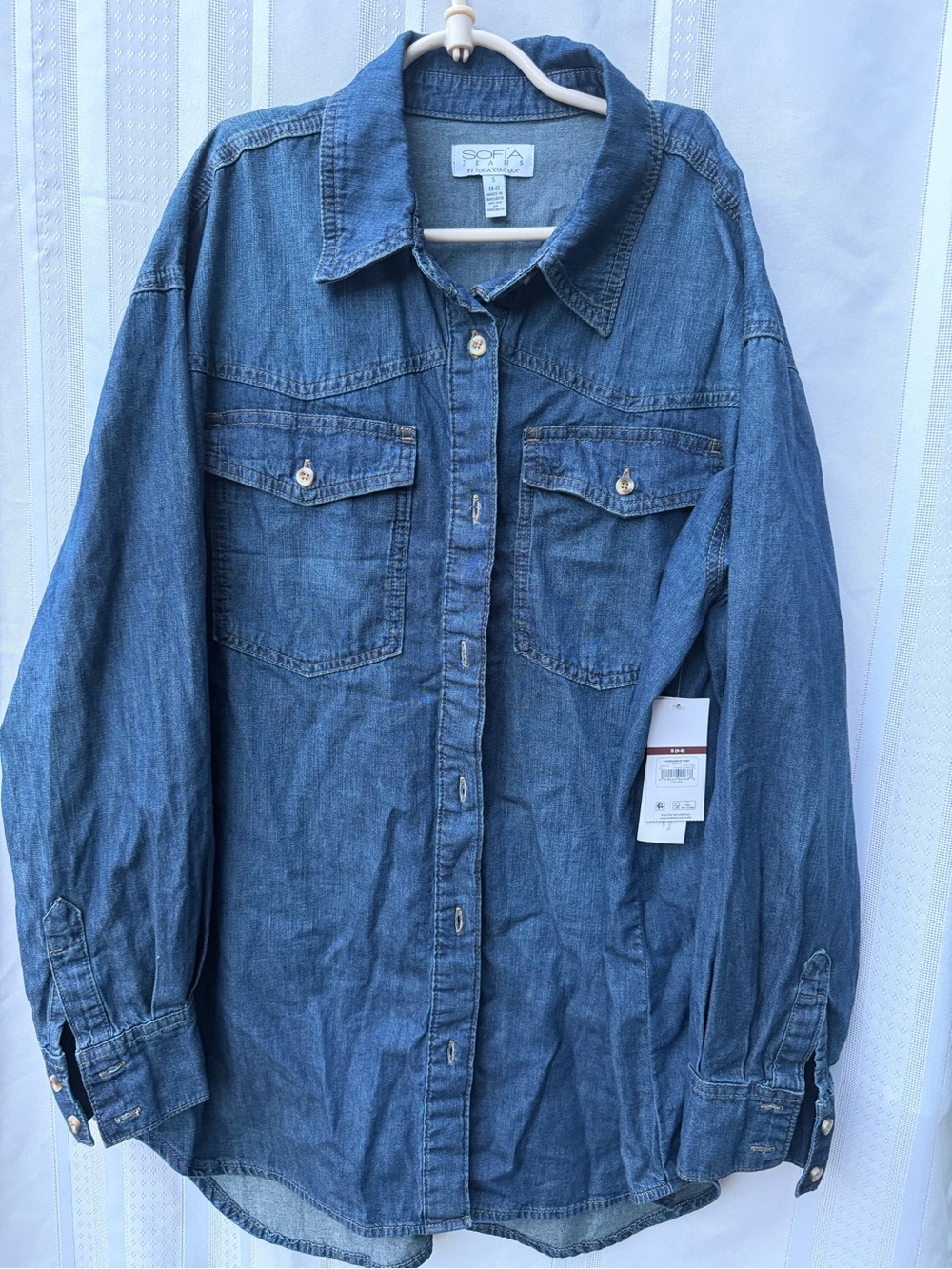 sofia by sofia vergara Denim Button-Front Shirt Jacket - Blue